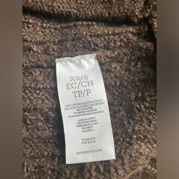 CABI 3982 REPOSE CAPE BROWN SWEATER SIZE XS/S - Picture 8 of 9